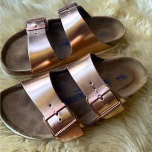 Birkenstock Arizona Soft Footbed Sandal women’s rose gold EU 38